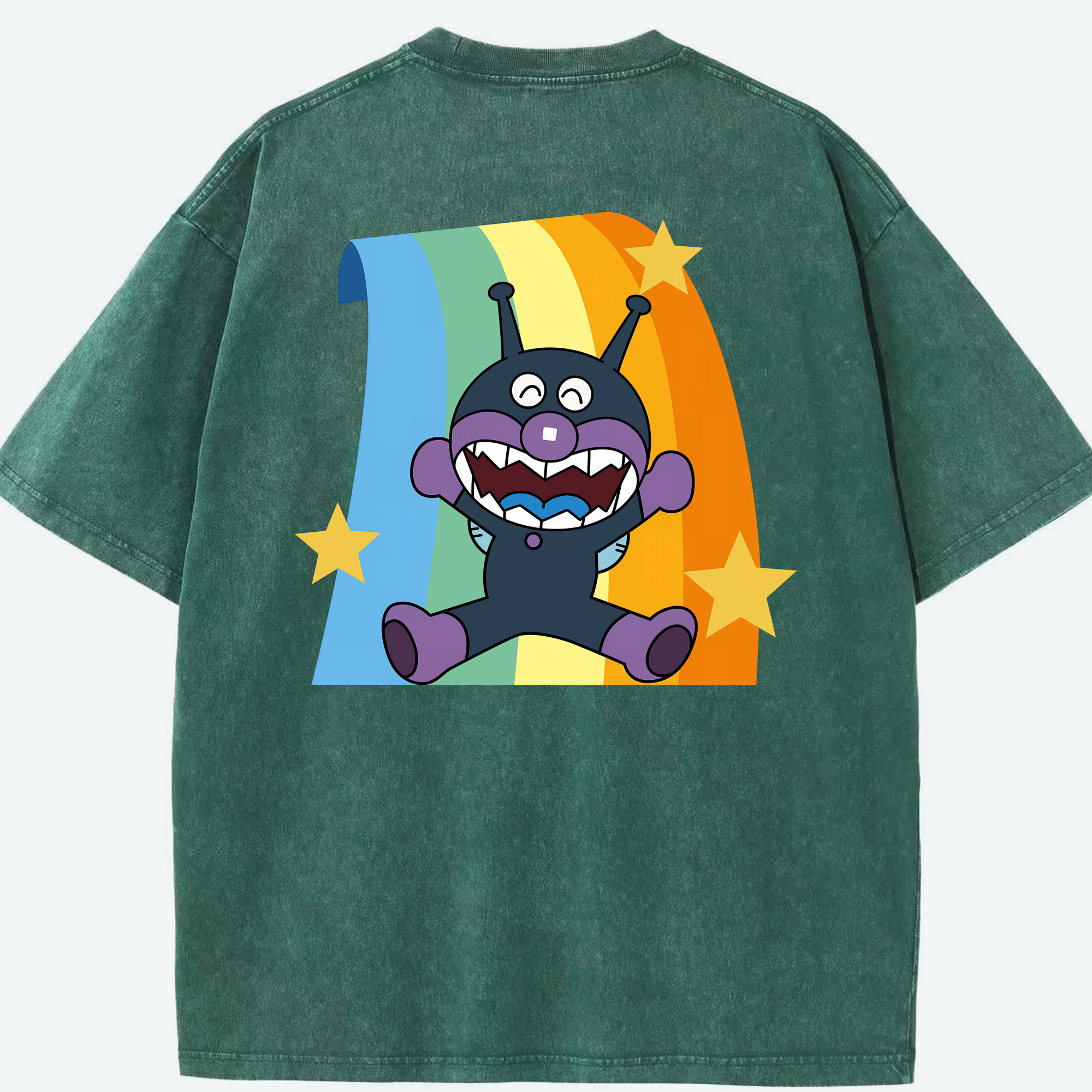 （画像用） アンパンマン Anpanman 綿100% ヴィンテージ風 半袖Tシャツ（背面プリント）